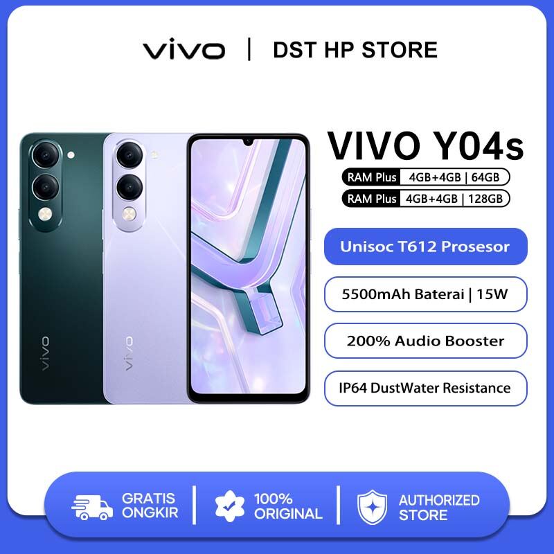 Vivo Y04S 4/64Gb 6000Mah Battery Unisoc T612 100% Original Latest Vivo 2025 Official Guarantee Harga  1,399,000 Ringgit*Penghantaran Percuma