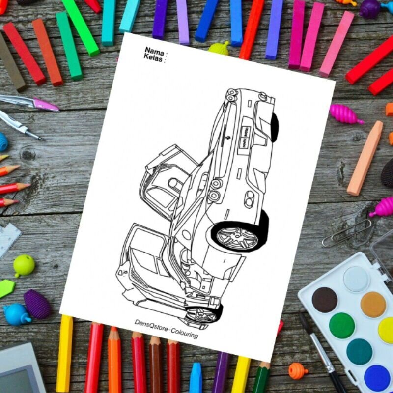 Kertas Mewarnai Gambar Tema Ferrari Car - Kertas Brief Card | Lazada