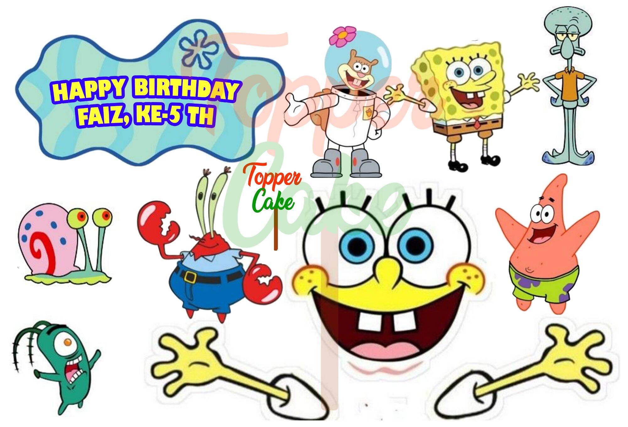 Topper Cake Spongebob gratis tambah nama/ Ingin COD? silakan chat dulu