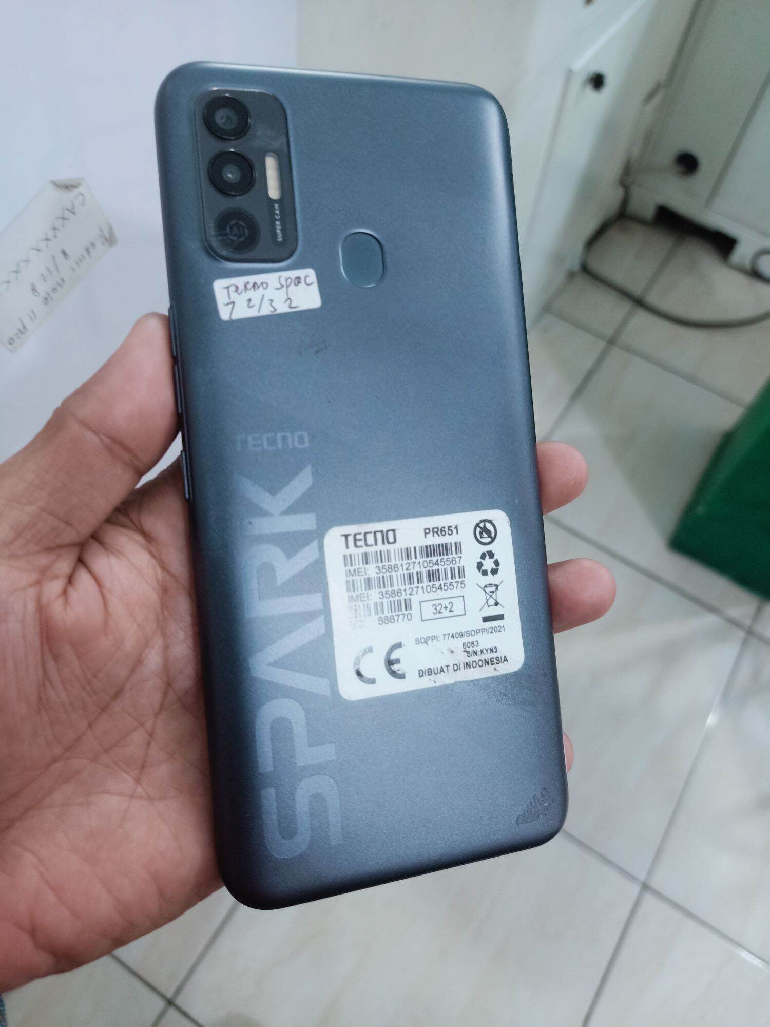 second Tecno spark 7 ram 2 internal 32 Harga 975,000 rupiah*Gratis Ongkir