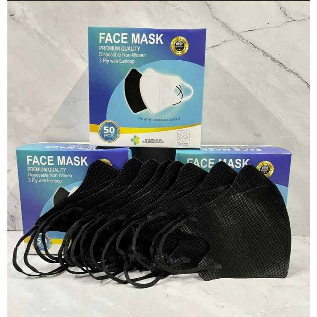 Masker HITAM Face mask isi 50pcs (NO box ) Harga 8,500 rupiah*Gratis Ongkir