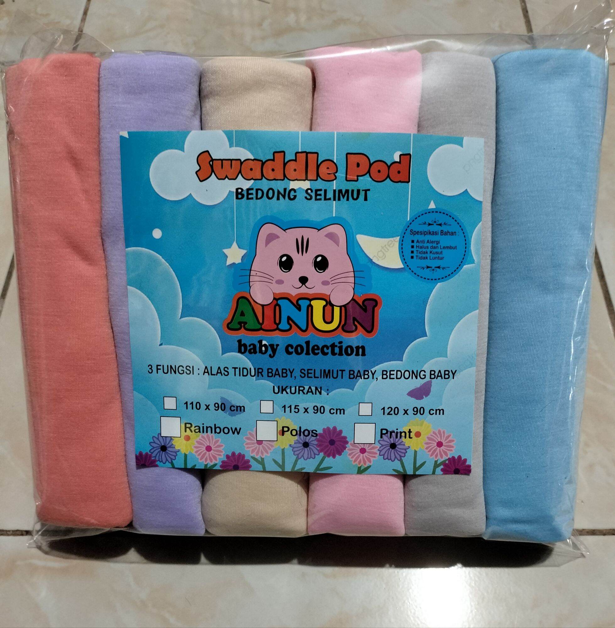 PROMO !!! 6PCS & 3PCS BEDONG BAYI RAINBOW ILHAM BABY UK 90X110CM BAHAN ADEM LEMBUT COCOK BUAT BAYI