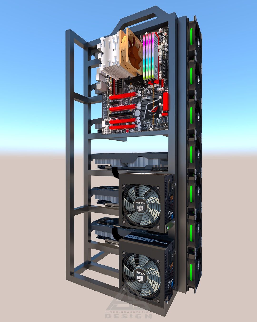 Crypto Mining Hardware Mining Software Miner For Amd 12GPU Stackable Mining  Rig Frame, Steel Open Air