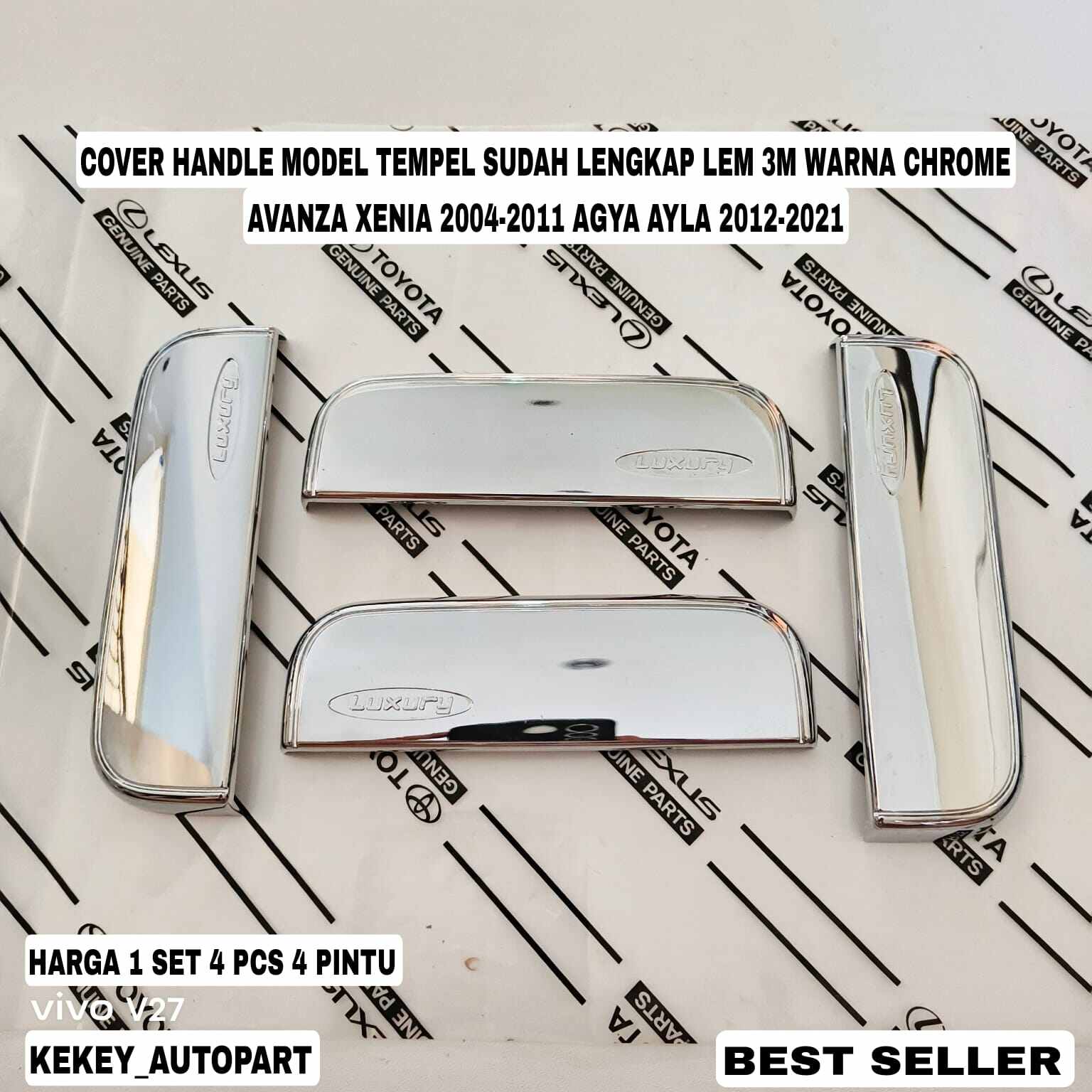 Cover handle pintu luar avanza xenia vvti 2004-2011 agya ayla 2012-2021 1 set 4 pcs chrome Harga 100,000 rupiah*Gratis Ongkir