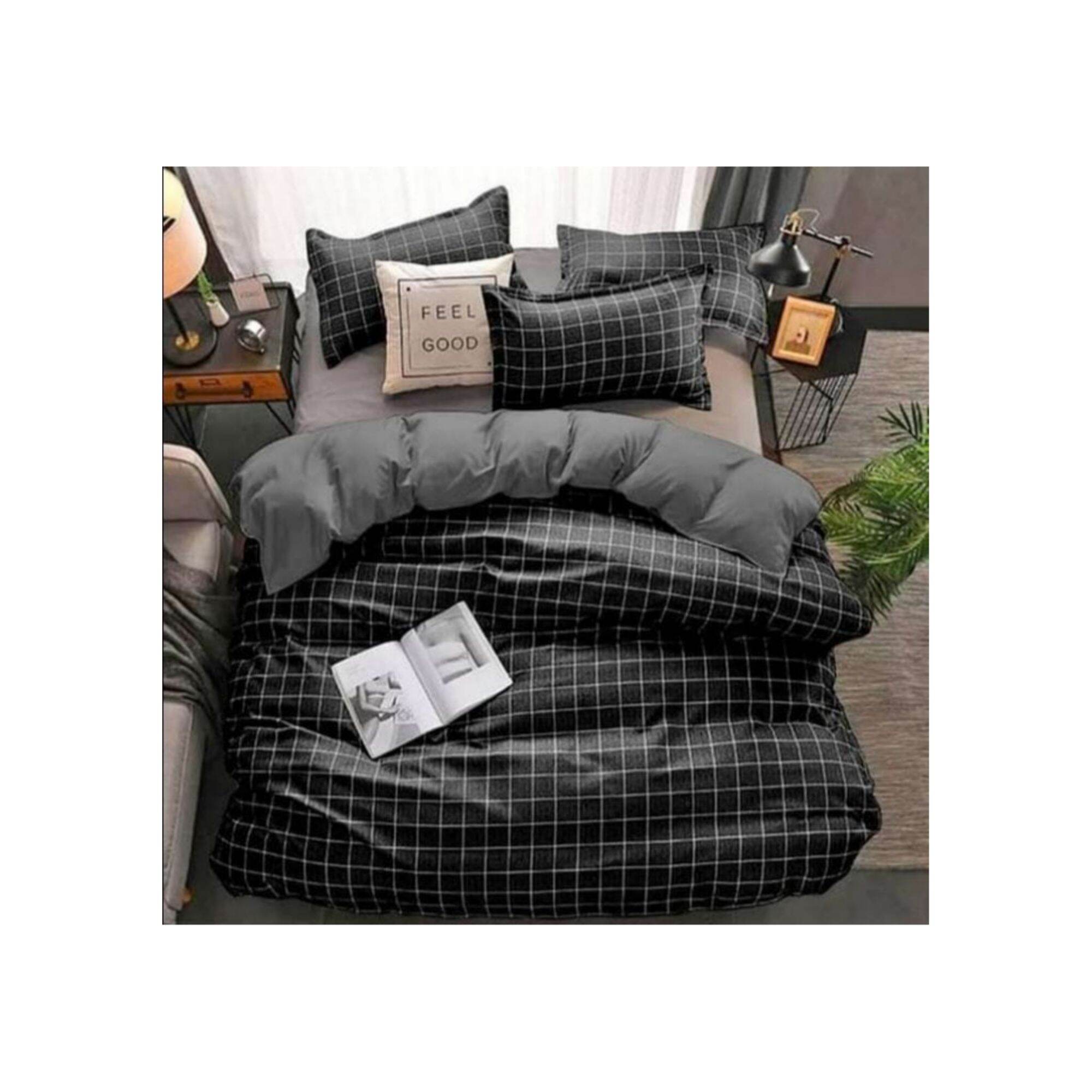 Bedcover kotak kotak aesthetic bed cover 1 set lengkap dengan selimut