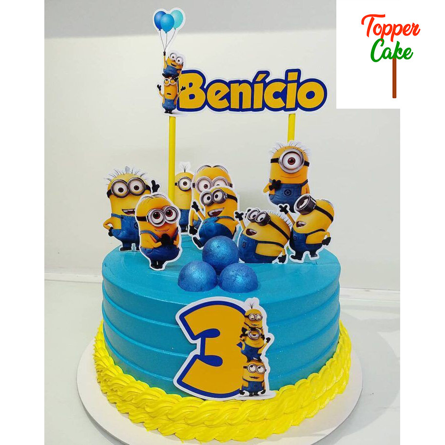 Topper Cake Minions gratis tambah nama, usia dan foto/Hiasan kue ulang ...