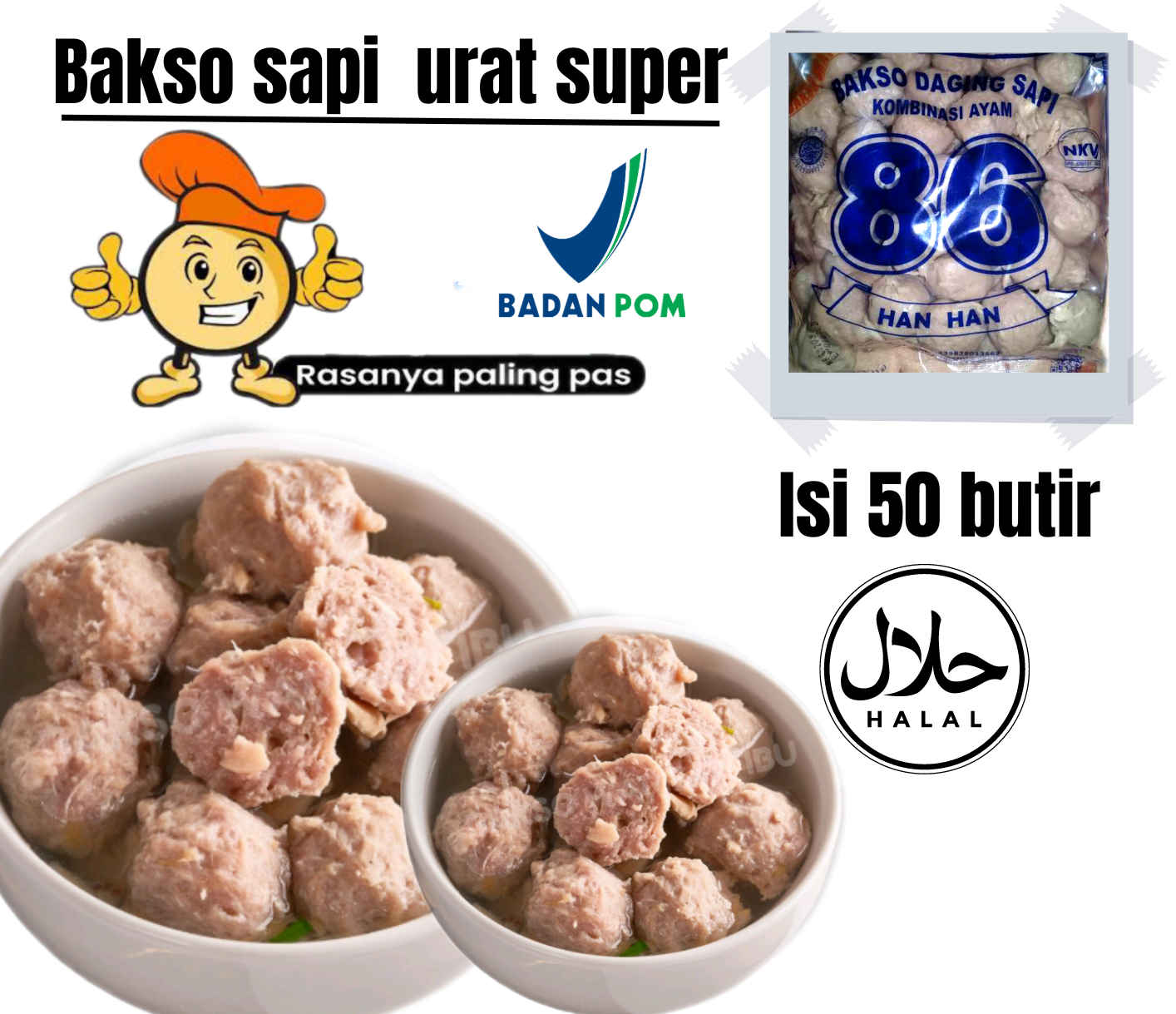 Bakso Urat 86 Premium Daging Sapi Alsi Dengan Kombinasi Daging Ayam Isi