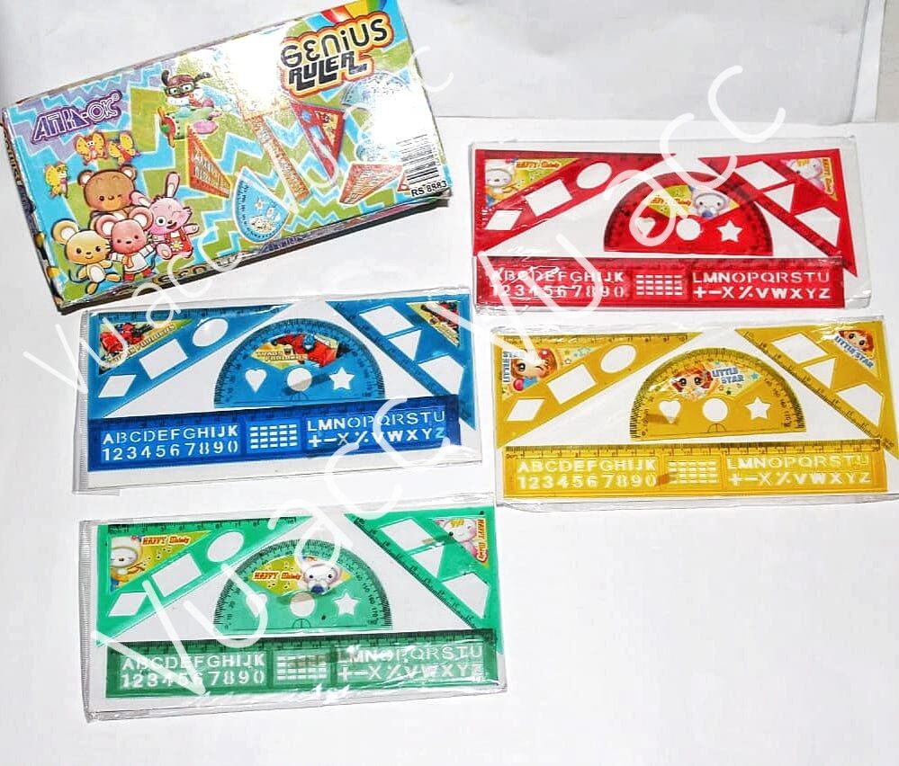 Penggaris Set GENIUS Alat Tulis Sekolah Genius Ruller isi 4PCS Penggaris Penggaris Murah