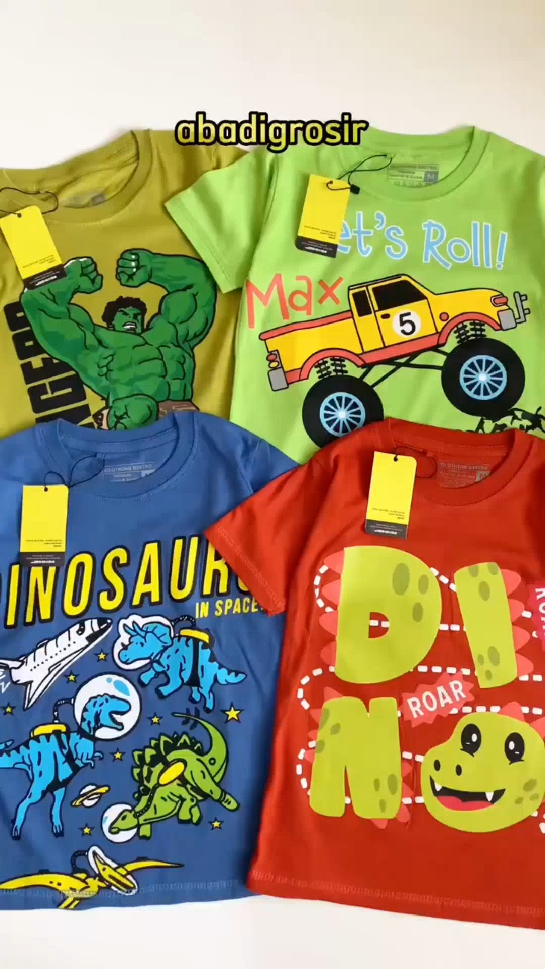 Paket Kaos Anak Perempuan Dinosaurus PAKET JUALAN 1-8 tahun Supplier Kaos Anak Laki-Laki Perempuan superhro karakter kartun astronot dinosuaurus Animal Bandung