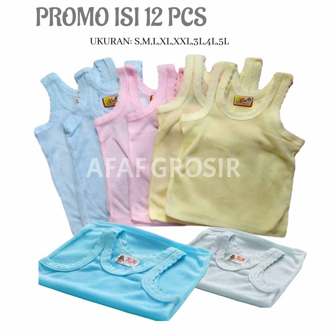 PAKET 12 PCS kaos dalam singlet KIKI polos anak laki dan perempuan umur 0 sampai 8 thn Lusinan MURAH