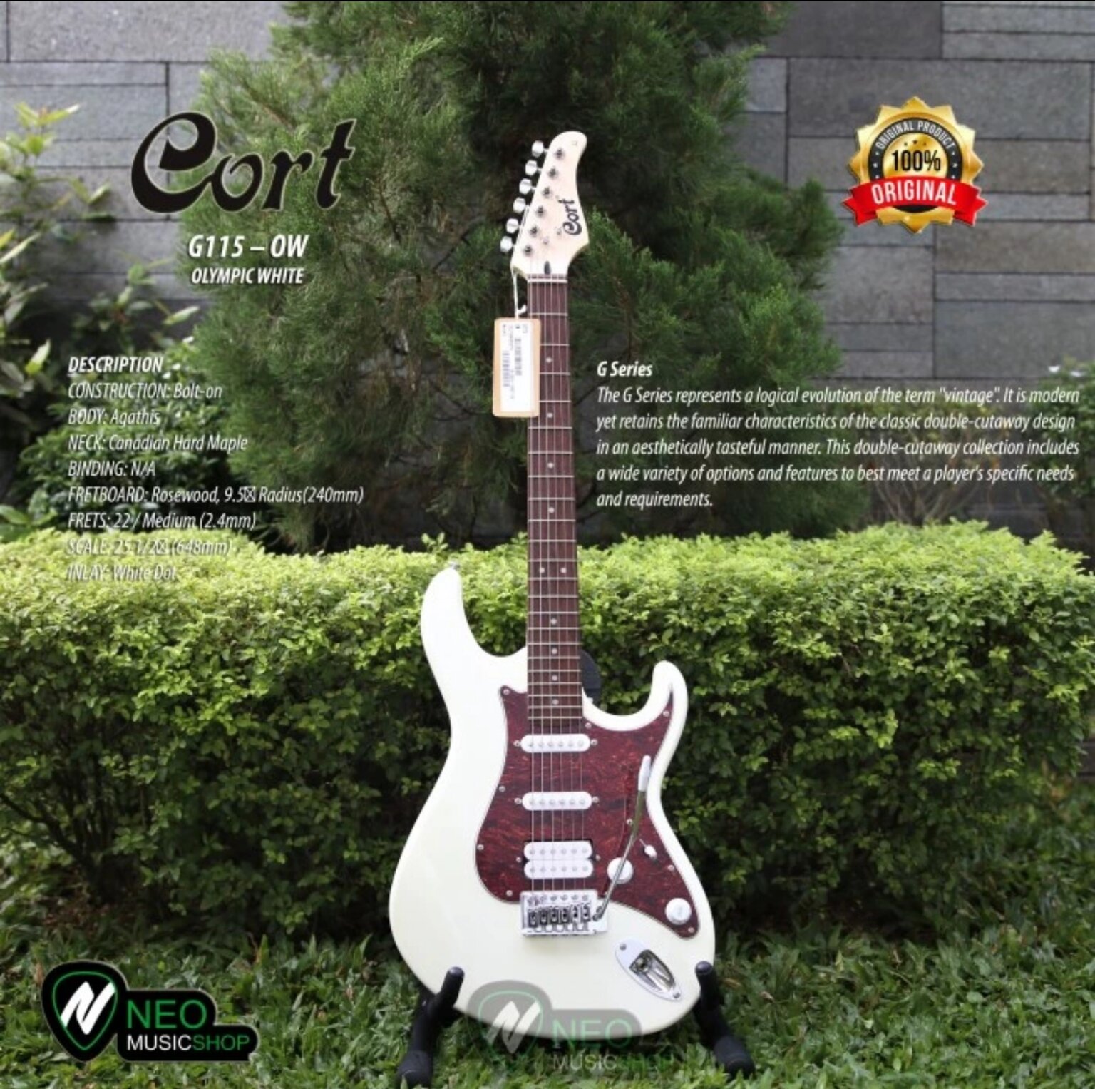 Cort G115 OW Olympic White Electric Guitar Original Lazada Indonesia