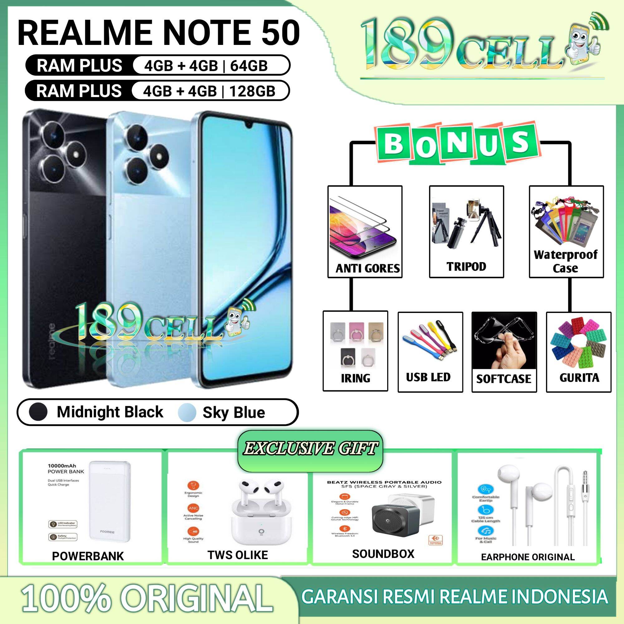 Realme Note 50 Ram 4/64Gb | Realme Note50 Ram 4/128 Gb | Narzo 50I Prime 4/64 Official Realme Warranty Harga  1,217,000 Ringgit*Penghantaran Percuma