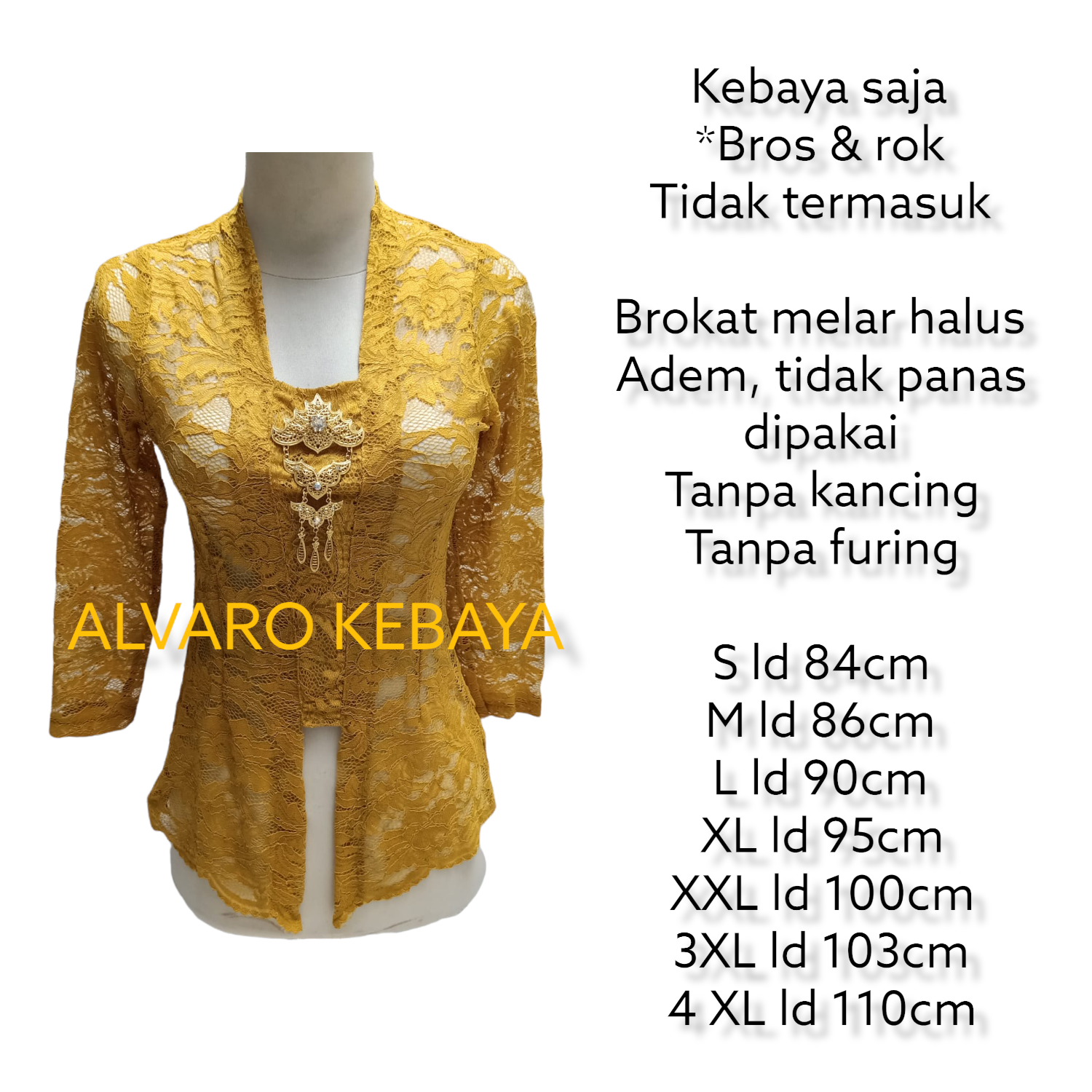 atasan kebaya kuning kunyit mustard brokat halus kutubaru brukat modis ...