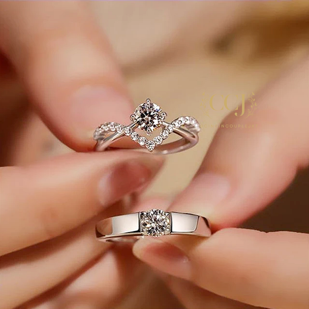 Cincin Couple Silver Adjustable S01 | Pasangan | Nikah | Lamaran | Hadiah | Tunangan 925 Perak | Akses…