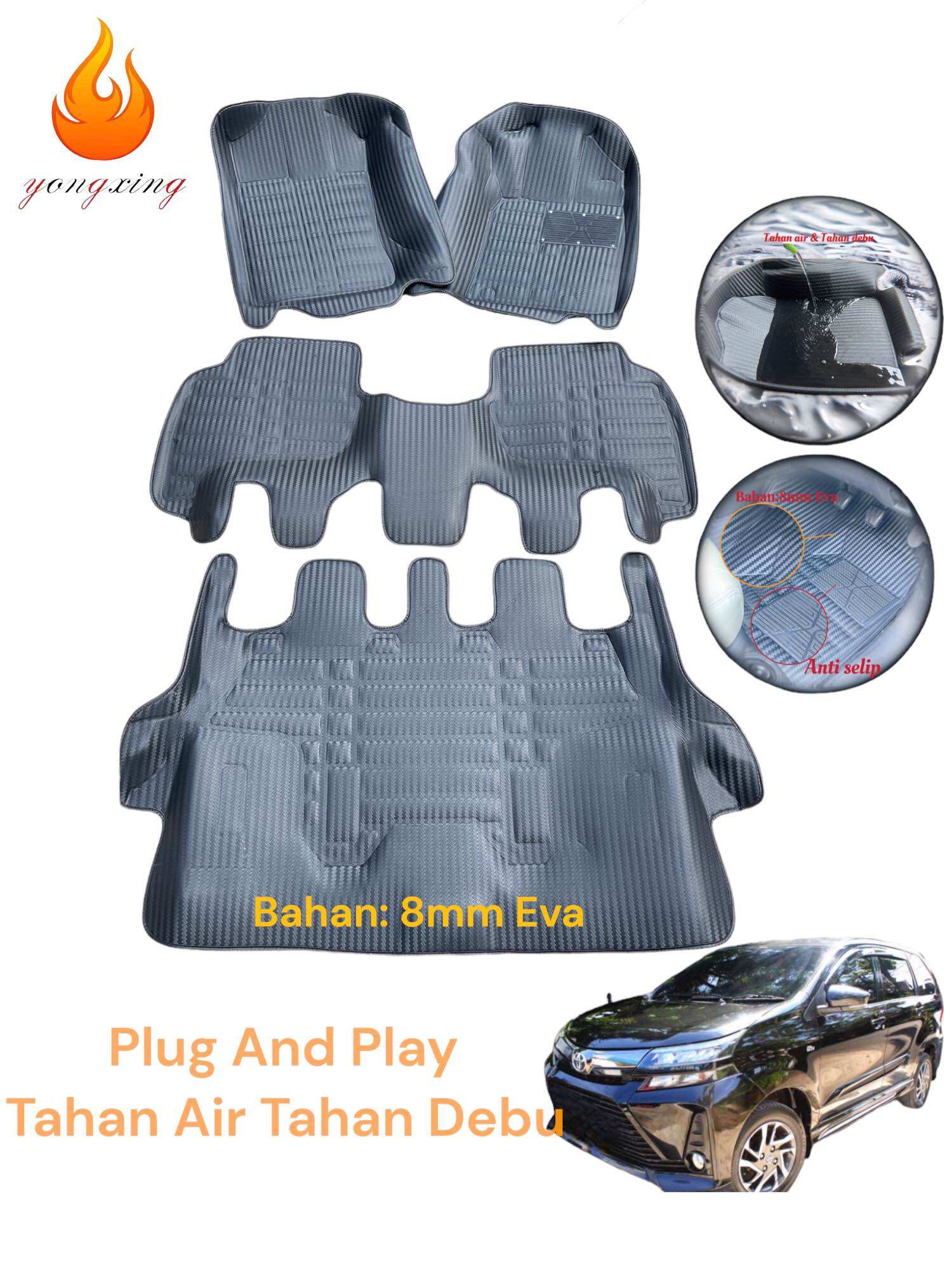 5D Premium Car Carpet for Toyota Rush Terios Carbon 18-23 Precision Plug and Play Harga 879,000 rupiah*Gratis Ongkir