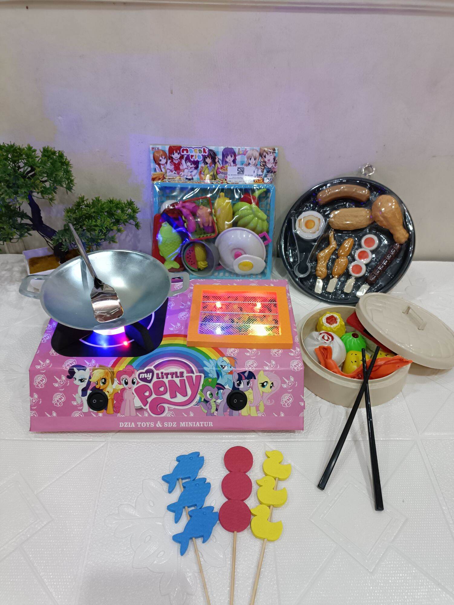 Little Pony Led Burning Stove Toy Set with Cooking Attributes Such as a Frying Pan, Plate, Toy Food, a…