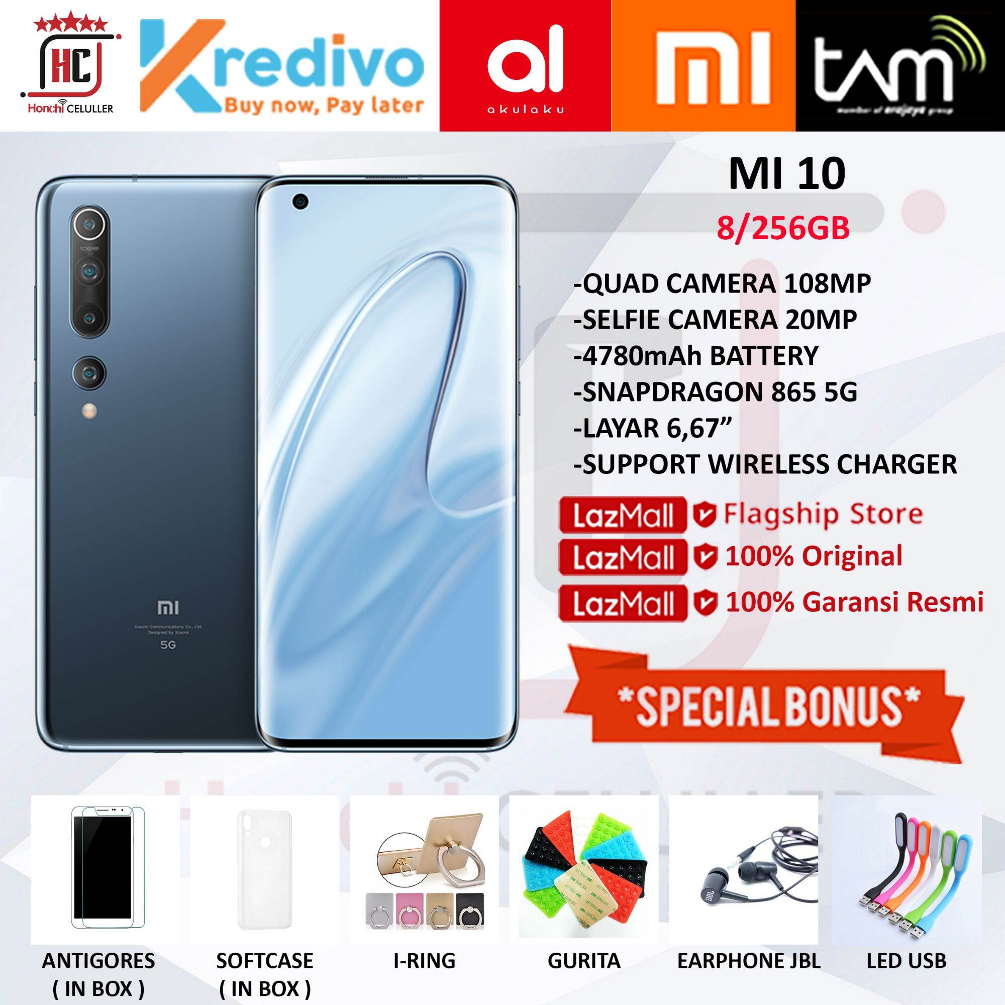 XIAOMI MI 10 RAM 8GB ROM 256GB 8/256GB GARANSI RESMI XIAOMI INDONESIA Harga 9,999,000 rupiah*Gratis Ongkir