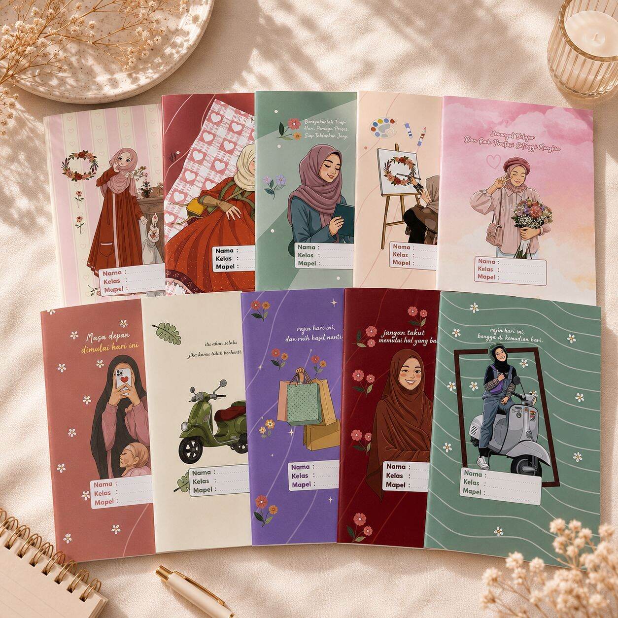 (10 Lembar) SAMPUL BUKU AESTHETIC Kekinian / SAMPUL BUKU SIDU / SAMPUL BUKU CANTIK