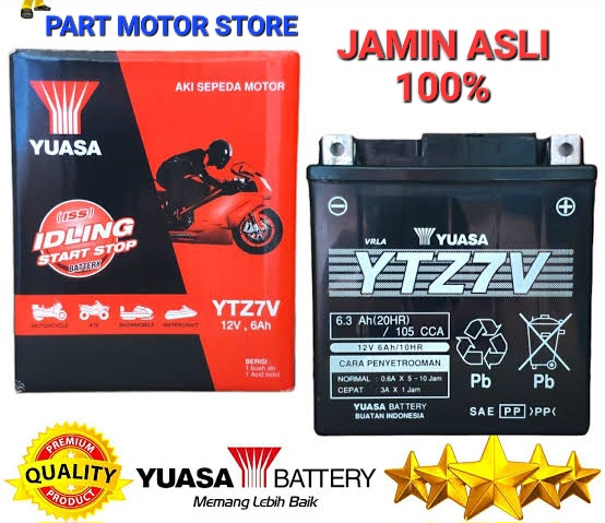 Aki Motor Vespa Sprint, Vespa S 125, Nmax, ACCU AEROX YTZ7V YUASA ...