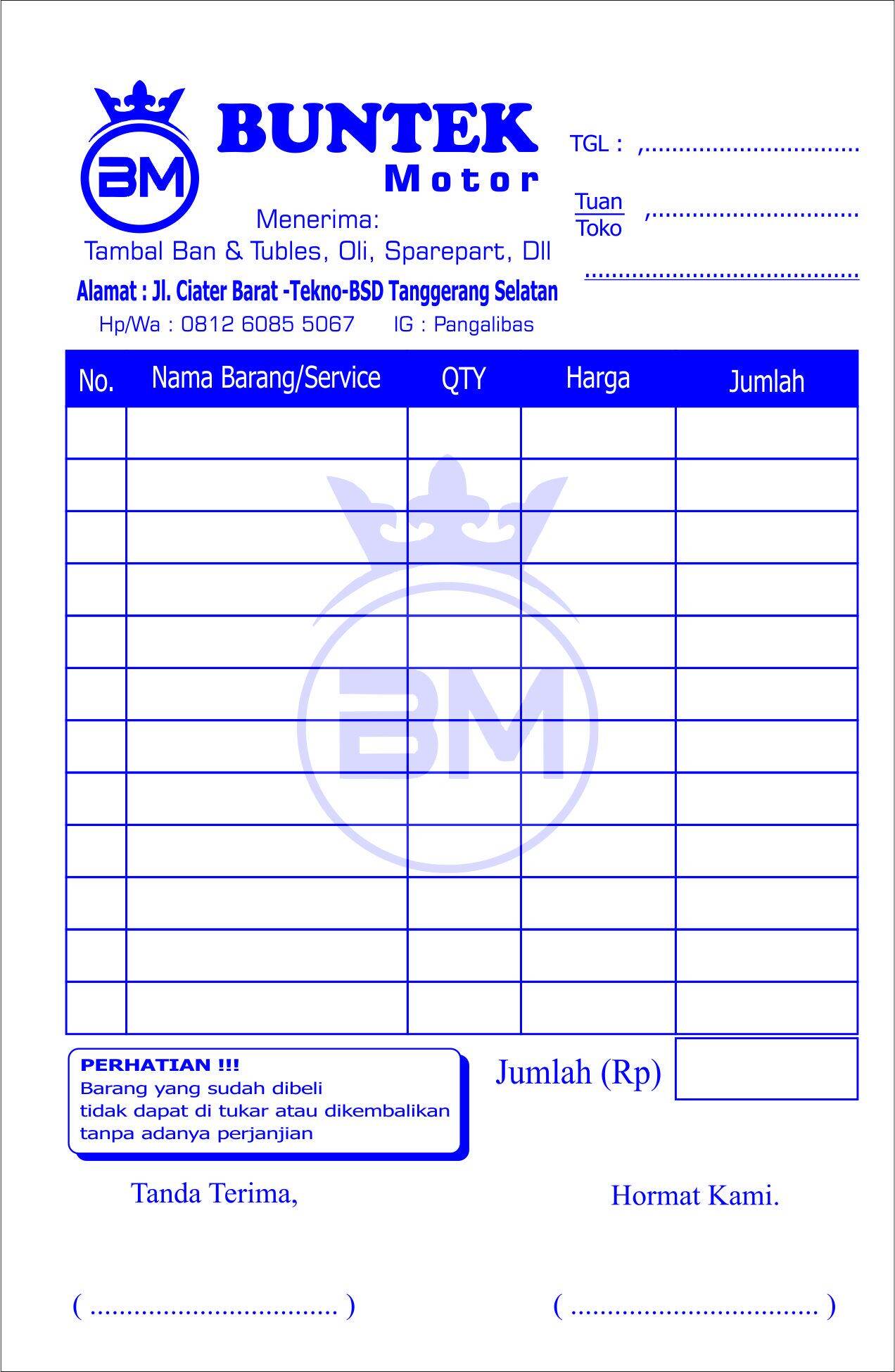 Promo Murah Cetak Nota Custom U 14 Folio 1ply Nota Bon Kontan Nota Bengkel Nota Laundry 3385