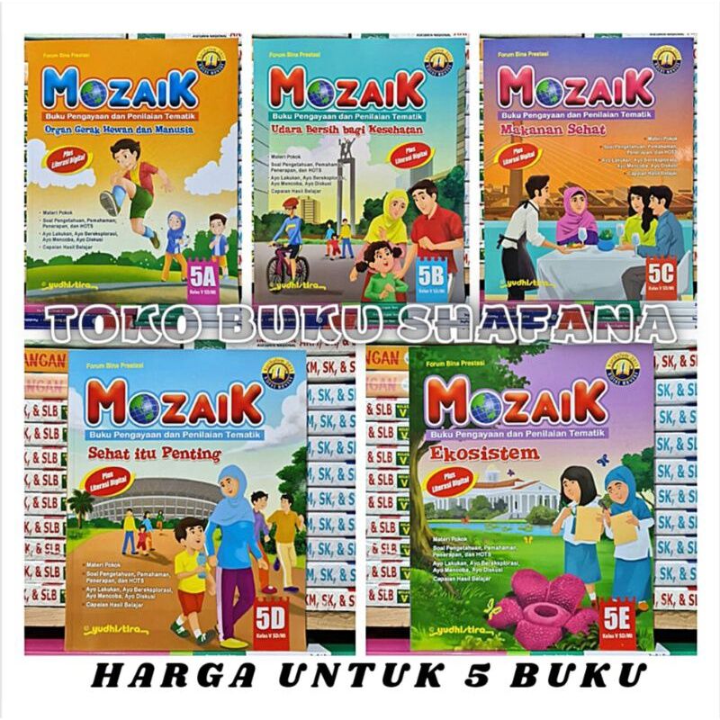 Paket Buku Mozaik 5A 5B 5C 5D 5E Yudhistira Kelas 5 SD K13 Edisi Revisi ...