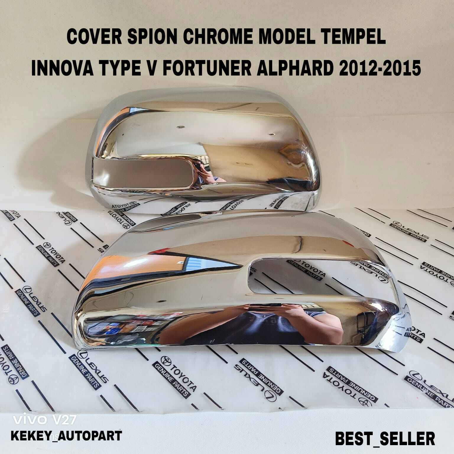 Innova Type V Luxury Fortuner Alphard 2012-2015 Rear View Mirror Cover Chrome Color Stick-On Model Giá 125,000 Đồng*Miễn phí vận chuyển