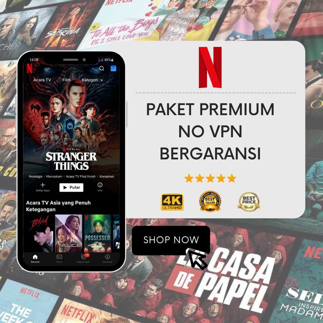 NETFLIX PREMIUM UHD 4K 1 BULAN FULL GARANSI - Merek Netflix Harga 15,000 rupiah*Gratis Ongkir