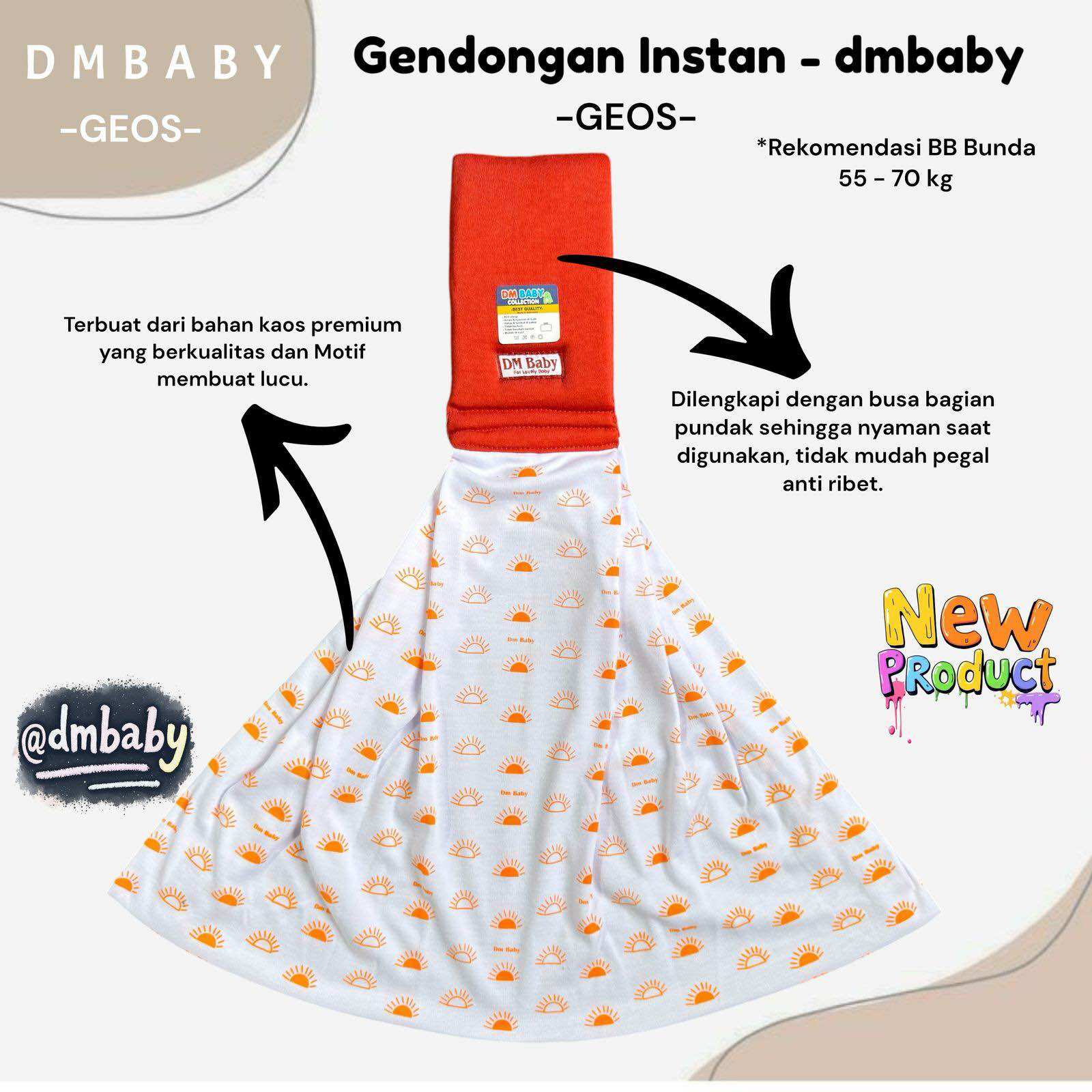 Geos Polos & Motif - Gendongan Bayi Geos Busa Motif Gendongan Samping Gendongan Terbaru DM BABY