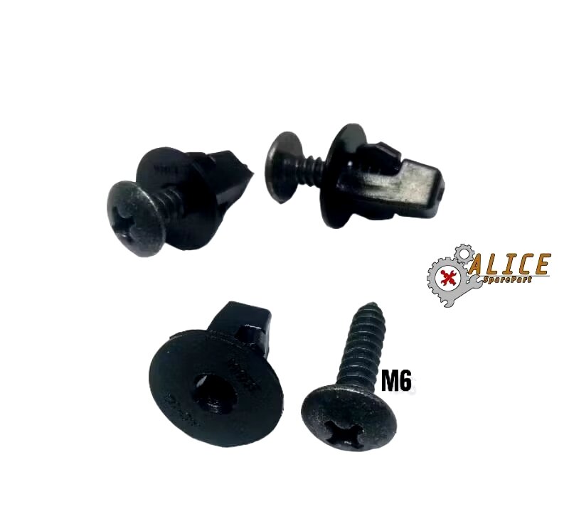 ORIGINAL Klip kancing plastik dudukan baut + baut drat kasar m6 Baut 10 Toyota AVANZA spit platik dasbor bamper pintu lampu karpet lumpur Harga 7,000 rupiah*Gratis Ongkir