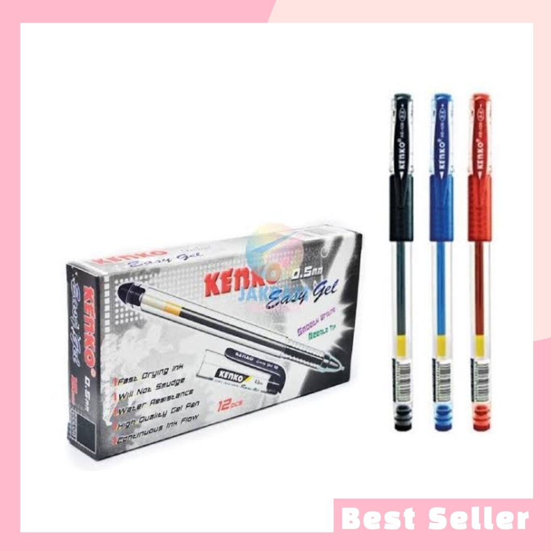 Pulpen Kenko Easy Gel Mm Tinta Hitam Pulpen Bolpen Ball Point Pen Pack Isi Pcs Lazada