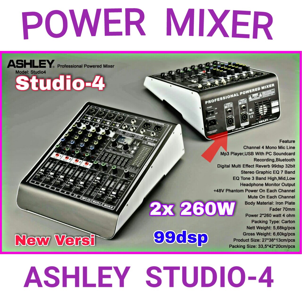Power mixer ashley studio4 original studio 4 power mixer ashley 2x 260W