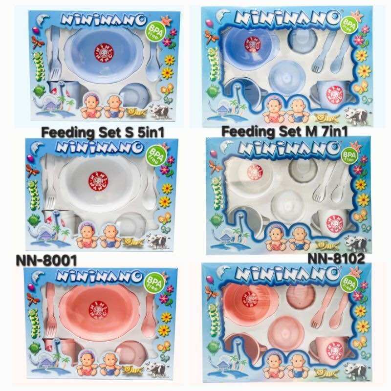 Nininano Feeding Set 7in1 5in1 Alat Makan MPASI Bayi Anak Kado Lahiran Ulangtahun Anak