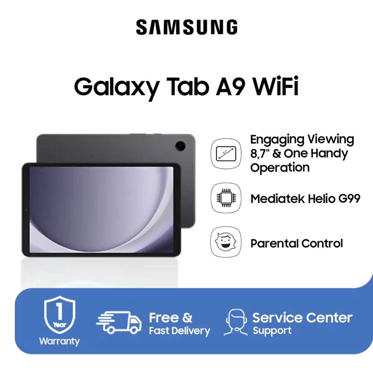 Samsung Galaxy Tab A9 (WIFI) 4GB/64GB Garansi Resmi 1 Tahun Harga 1,883,000 rupiah*Gratis Ongkir