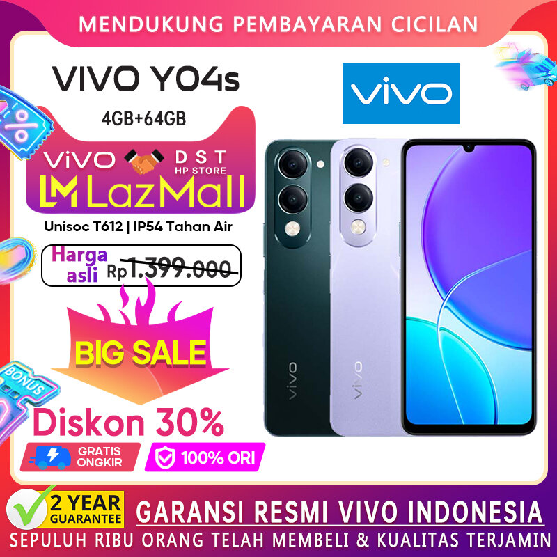[Official Store] Vivo y04s 4/64GB-Vivo Indonesia official warranty Harga  1,399,000 Ringgit*Penghantaran Percuma