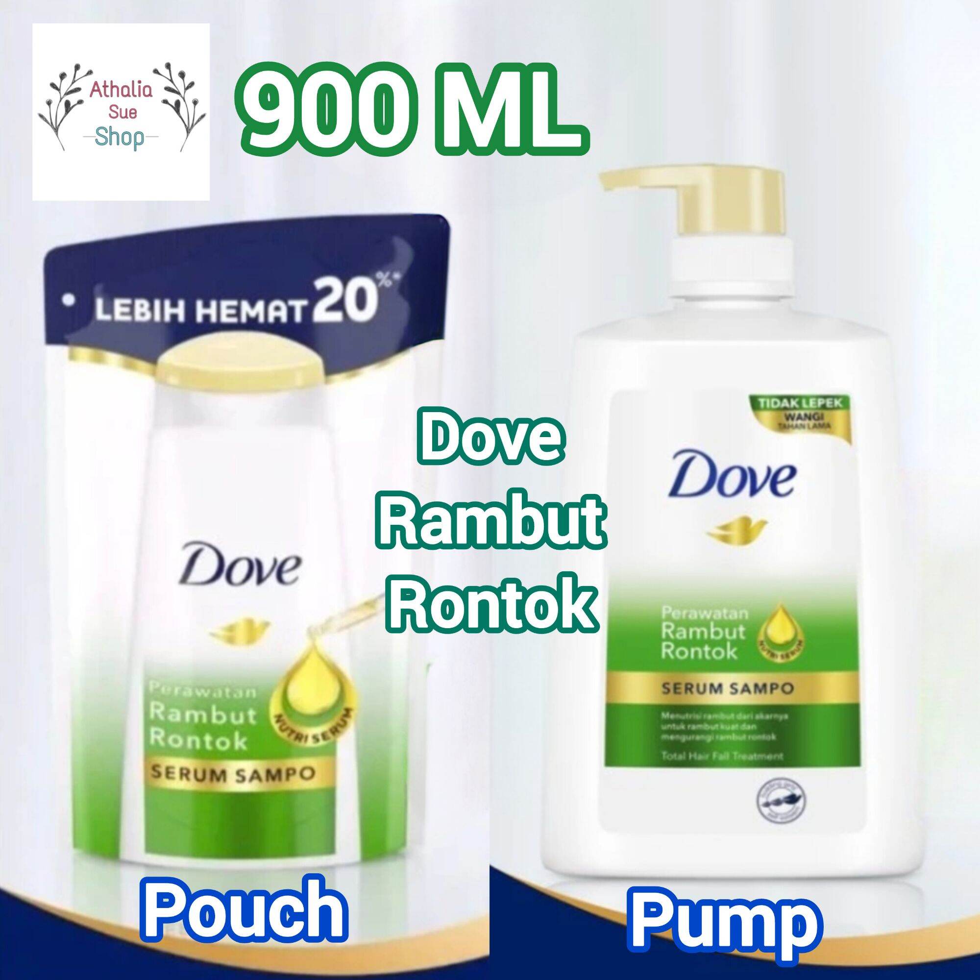 DOVE HAIR FALL SERUM SHAMPOO RAMBUT RONTOK POUCH REFILL PUMP 900