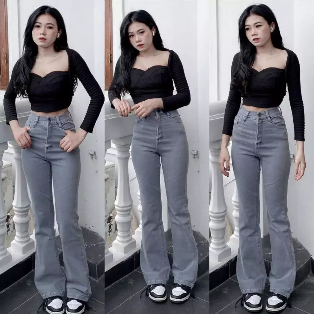 Beli Celana Jeans Denim Wanita Abu Abu Online Harga Terbaik | lazada indonesia