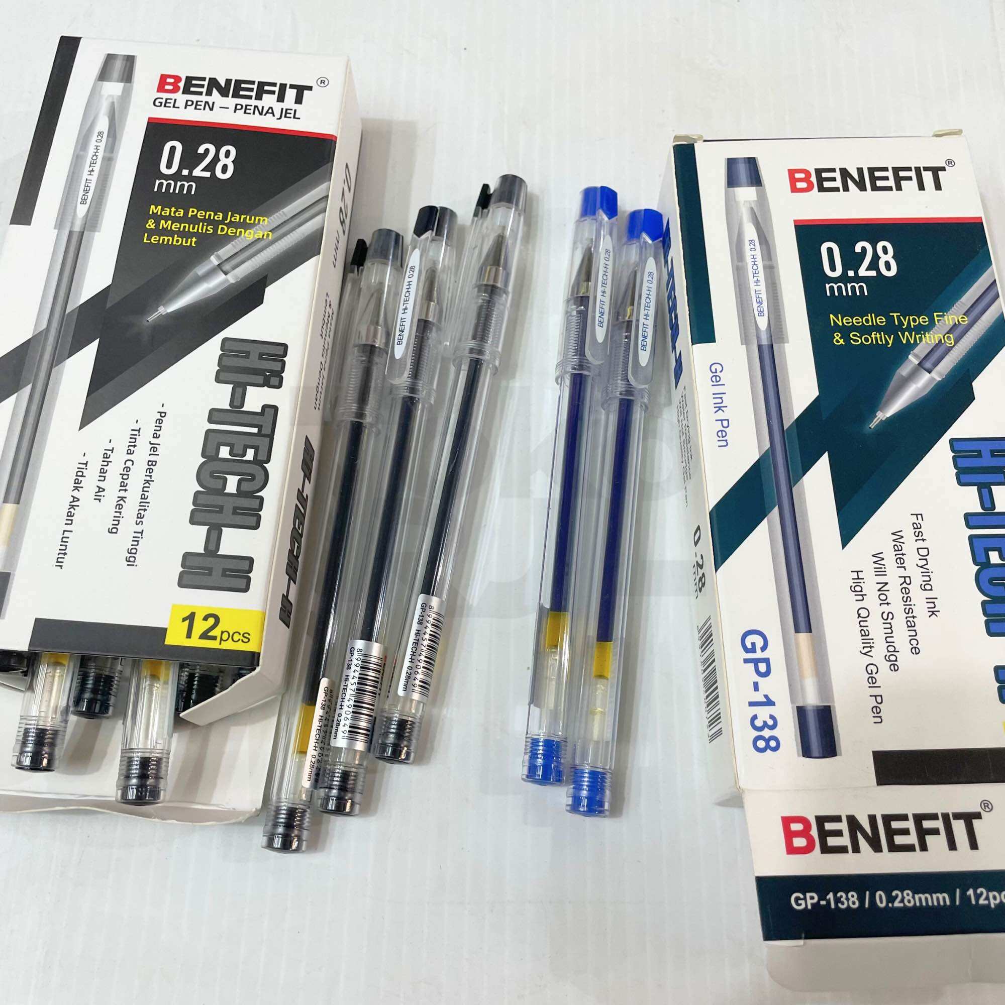 Pen Hi-tech Greebel Warna Hitam & Biru / Pulpen Hitech 0.3mm