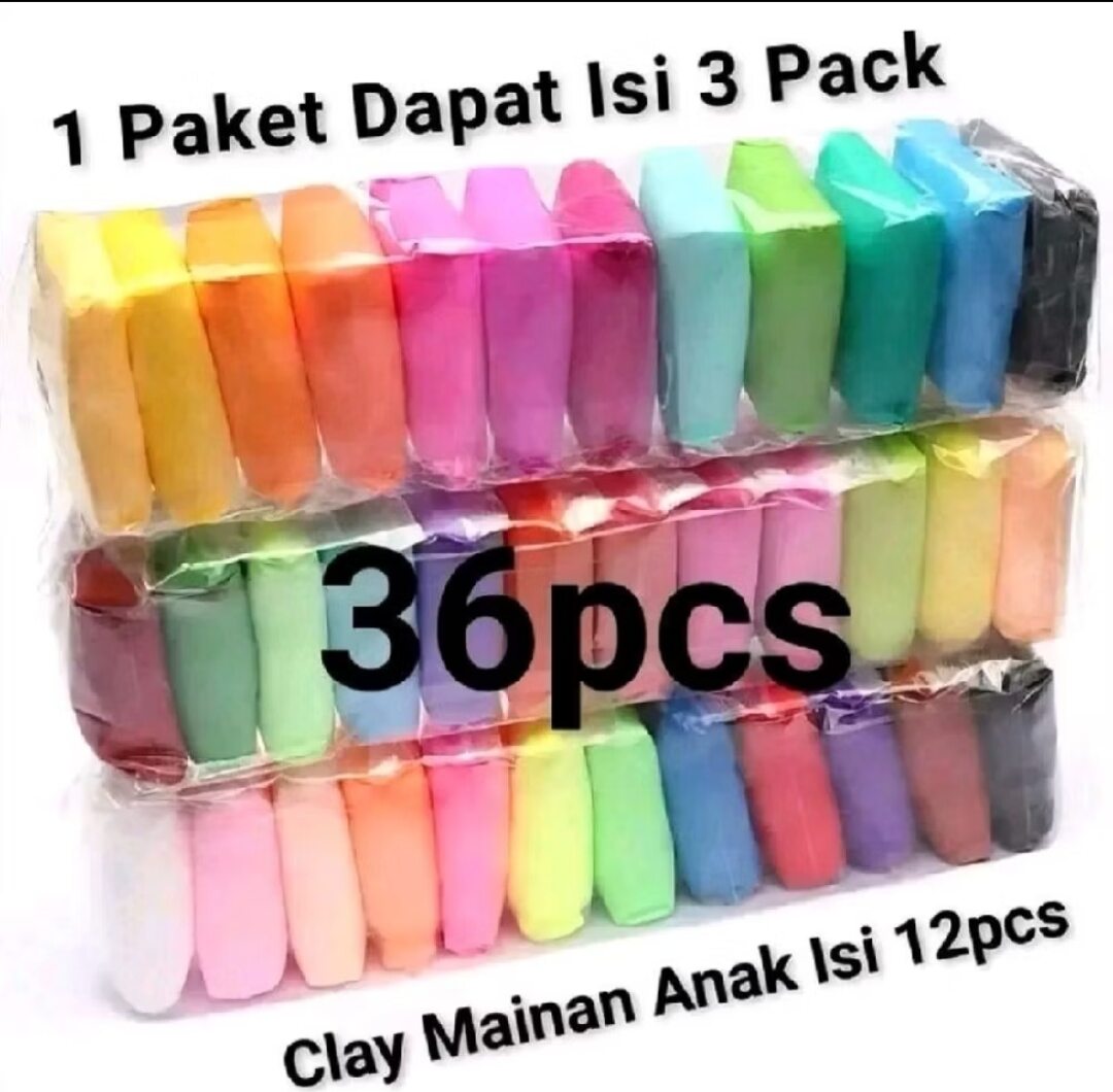 Paket Murah Isi 36Pcs Clay Polymer Lilin Mainan Slime Clay Edukasi Anak