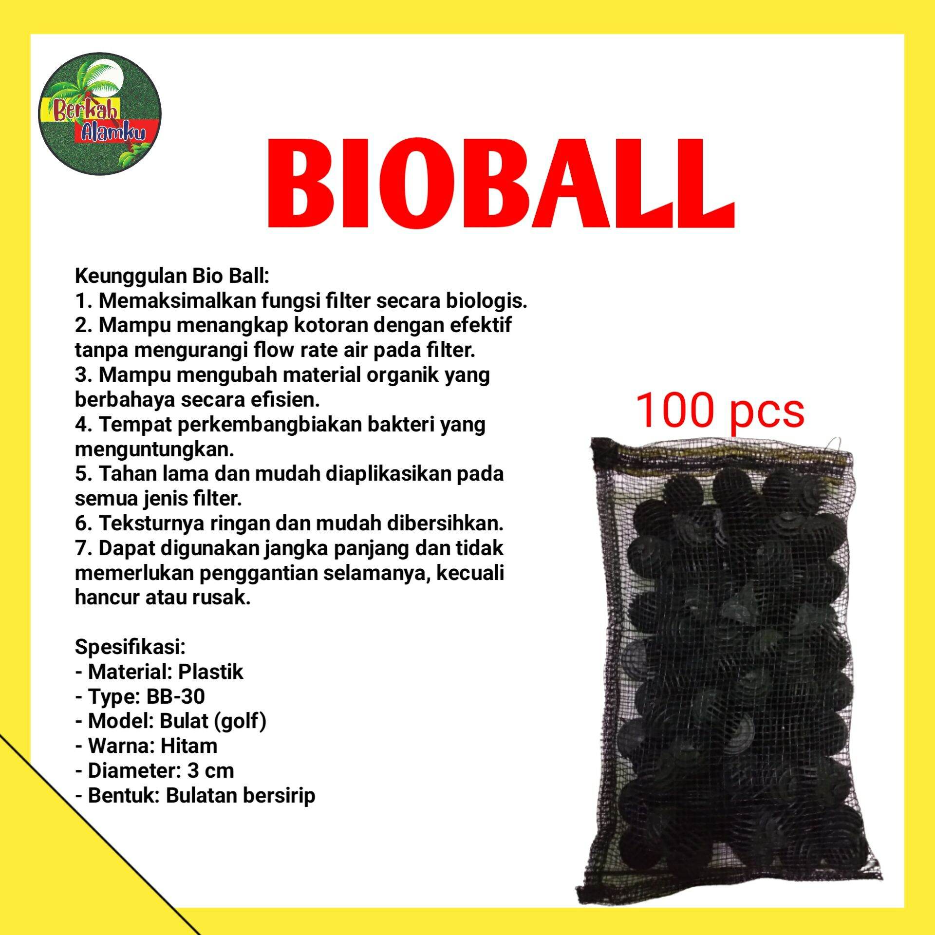 Jual Media Filter BioBall untuk filter Biologis Kolam Koi + Jaring