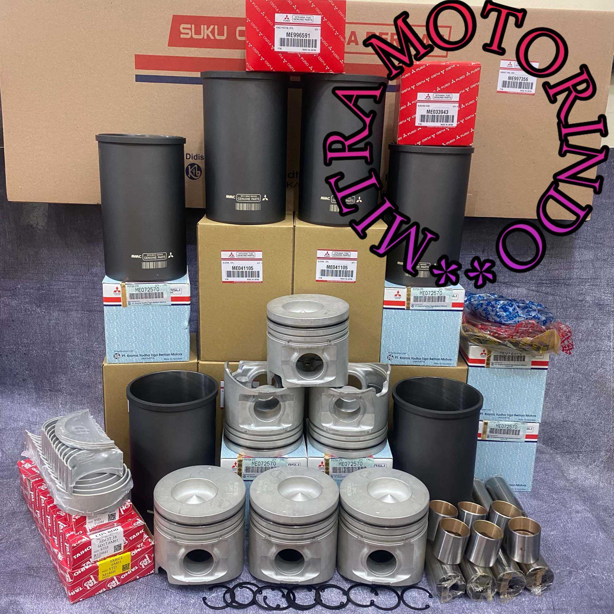 Liner Kit /Liner Set + Piston + Ring + Paking Set + Bushing + Metal Duduk + Metal Jalan + Metal Bulan Mitsubishi Fuso 6D16T M3/6D16T 3AT STD Harga 12,720,000 rupiah*Gratis Ongkir