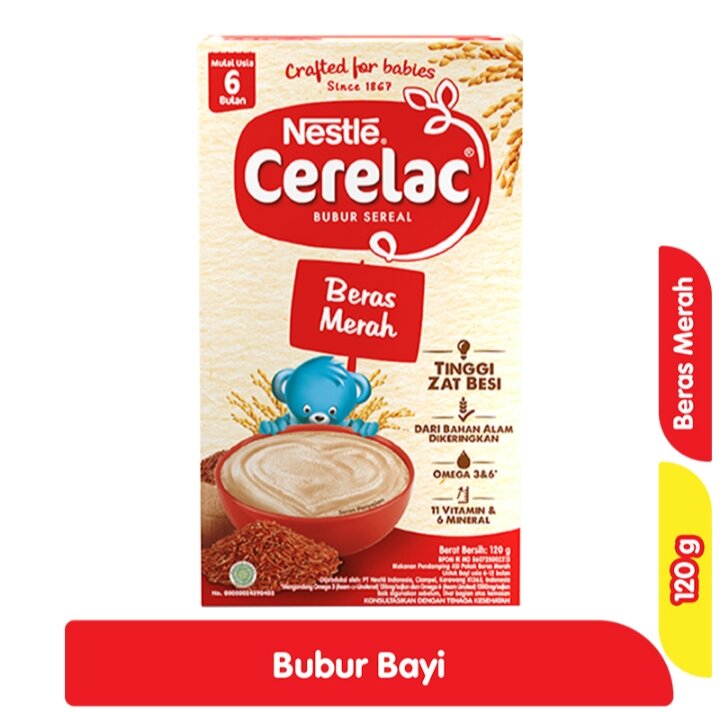 Nestle Cerelac Bubur Bayi Instan Beras Merah Pisang Susu Wortel Susu Kacang Hijau 120 g