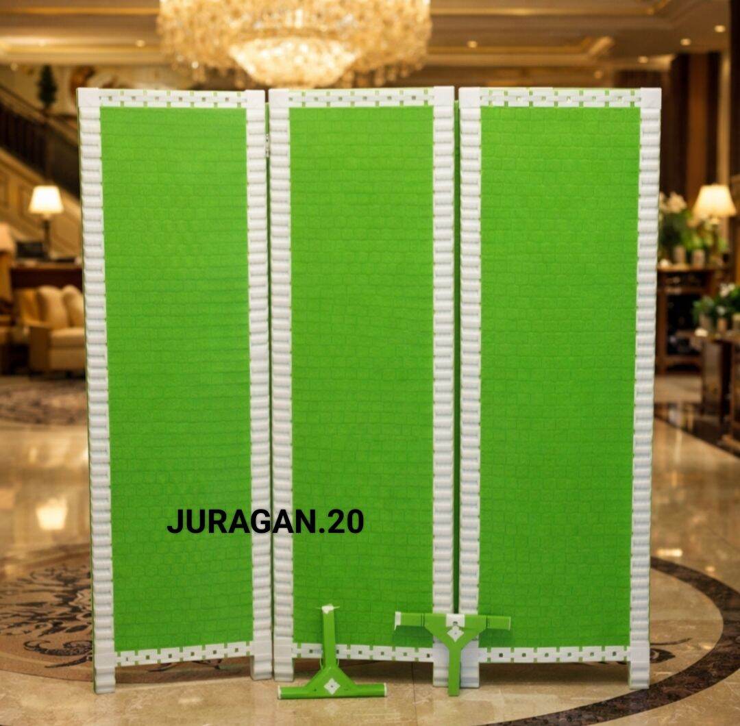 (Redy Stok) Sketsel Rotan Sintetis Hitam Hani Motif 3.Panel Pemisah Ruangan