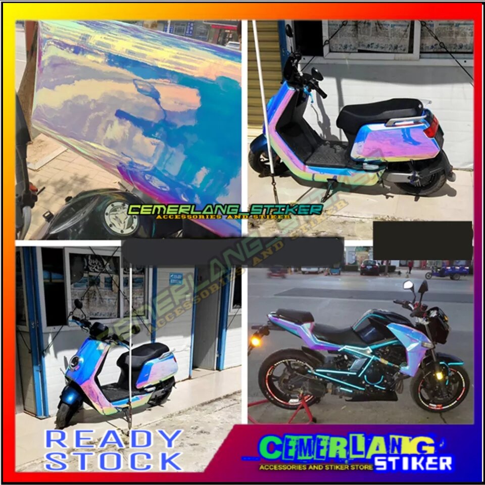 Stiker Hologram /Stiker Putih Pelangi /Skotlet Motor /Skotlet Krom Putih Pelangi /Stiker Hologram Putih Pelangi Harga 20,000 rupiah*Gratis Ongkir