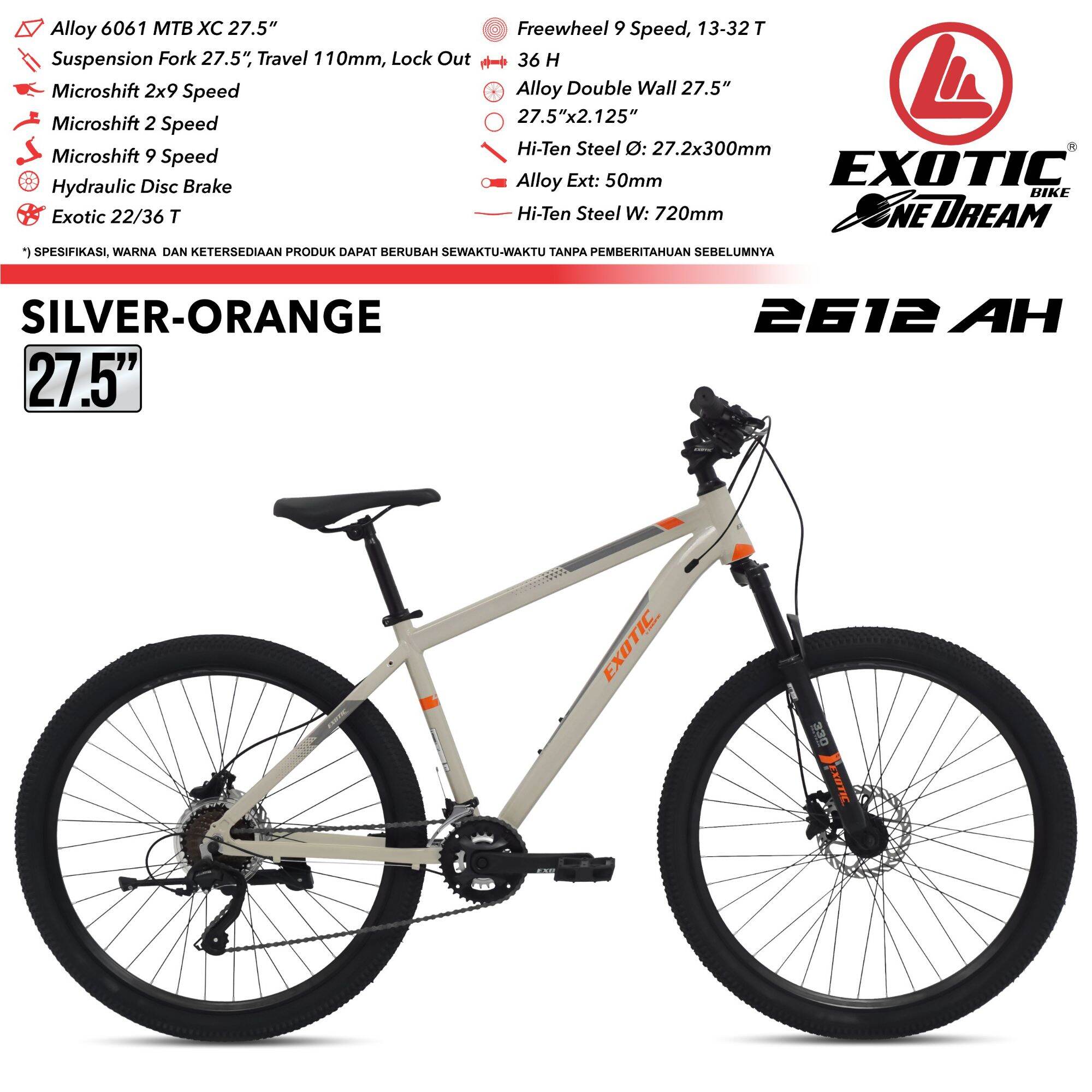 SEPEDA GUNUNG MTB INCH EXOTIC 2612 AH HD FRAME ALLOY REM