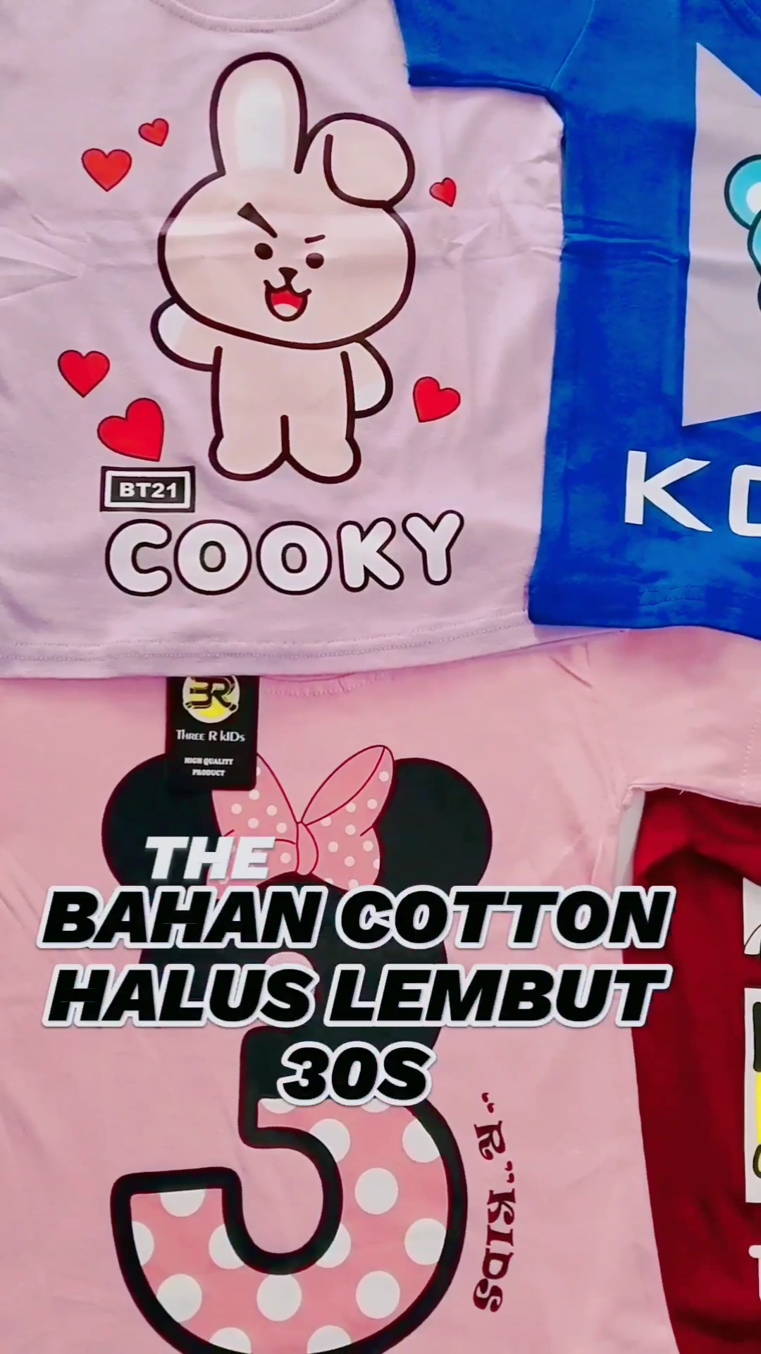 Kaos Anak Perempuan Unisex 1-10 Tahun Lengan Pendek Motip Lucu Lucu