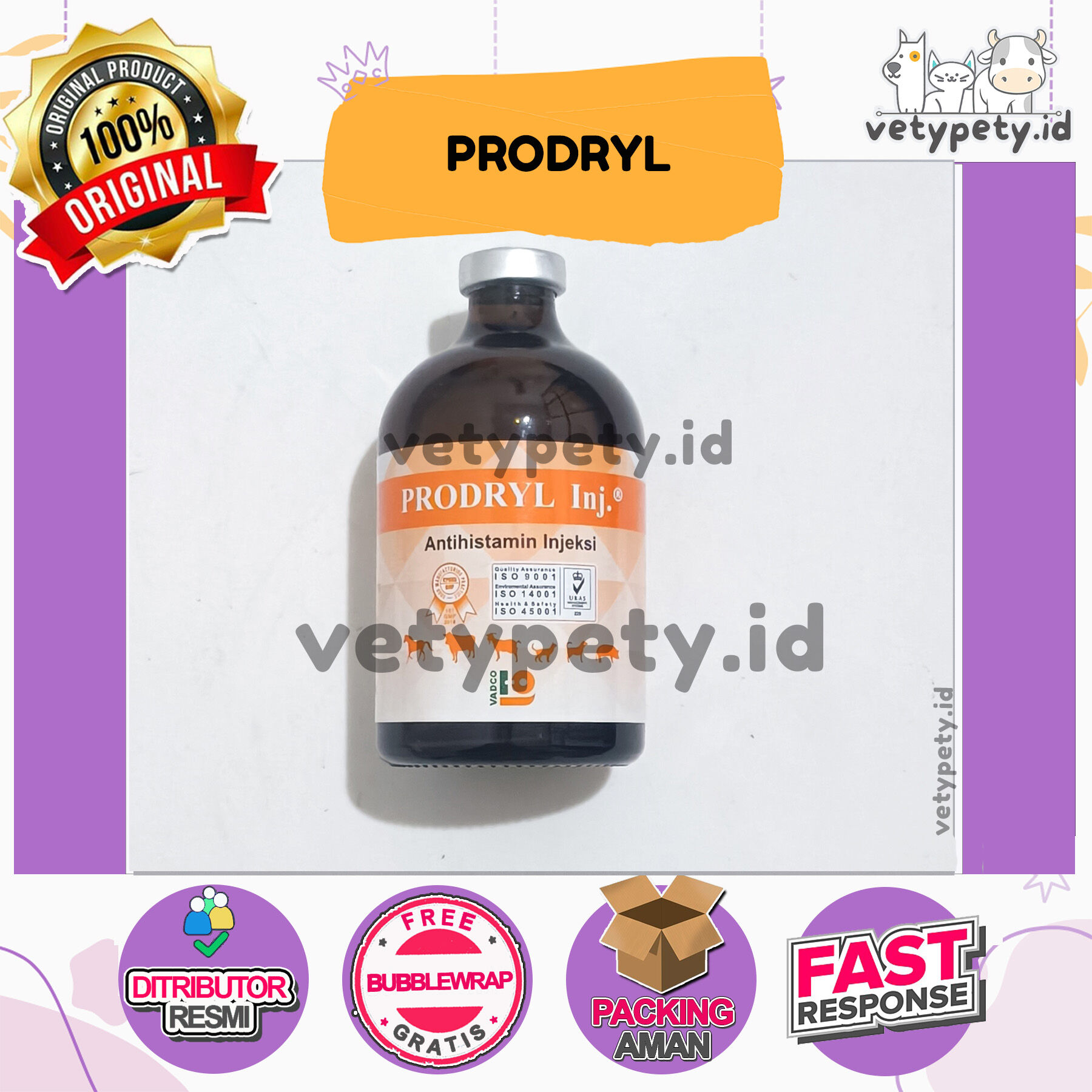 Prodryl inj 100ML Obat Hewan Antihistamin Ternak sapi kambing domba ...