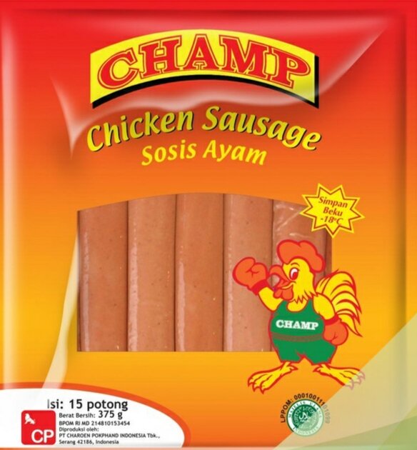 CHAMP CHICKEN SAUSAGE 375G 15PCS