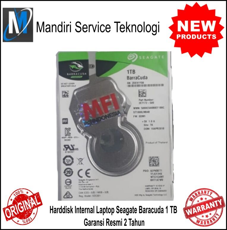 HARDISK INTERNAL LAPTOP SEAGATE BARRACUDA 1TB RESMI HDD