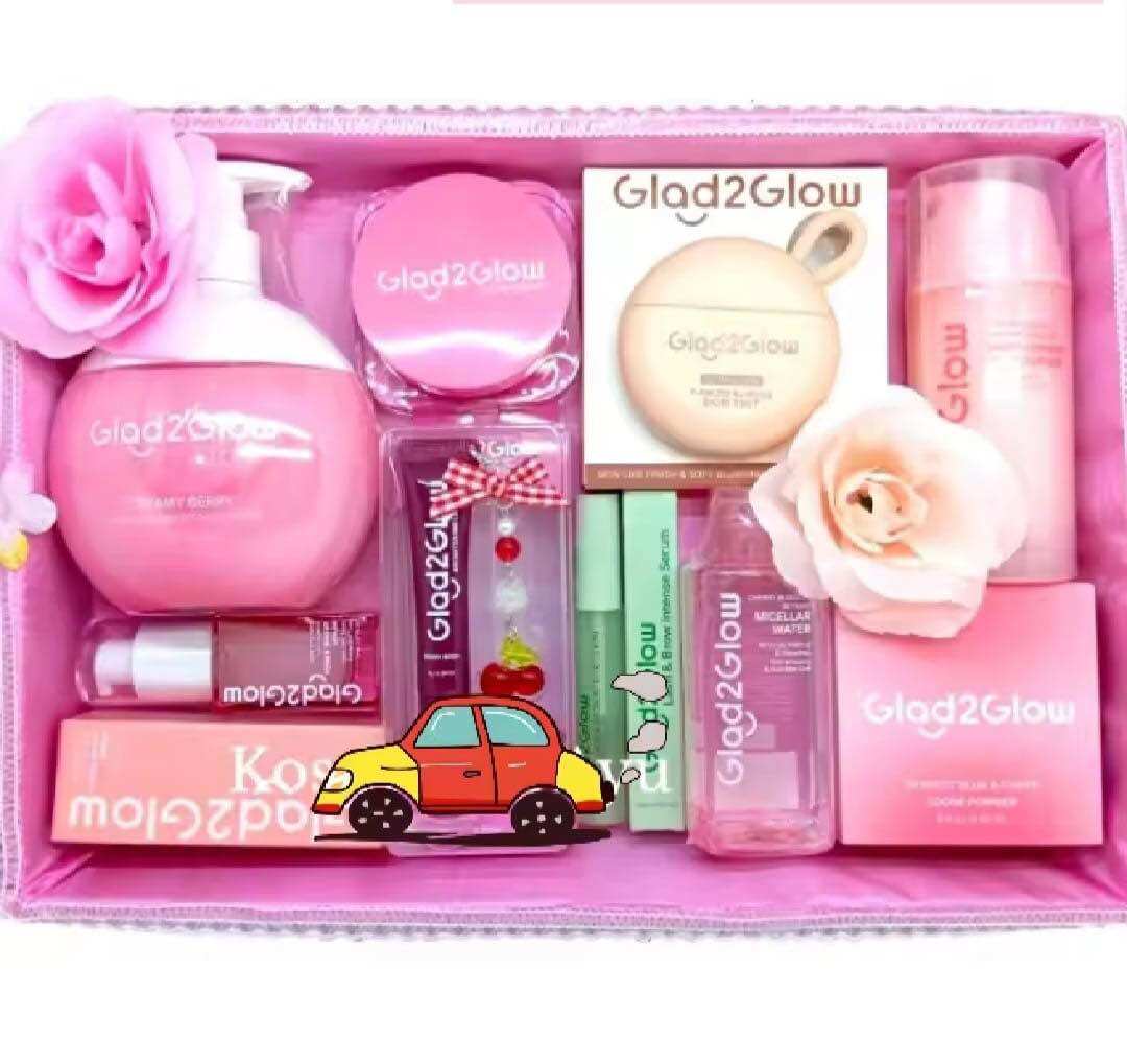 Set skincare Glad2glow paket hampers isi 9pcs paket glowing set terlaris 2026