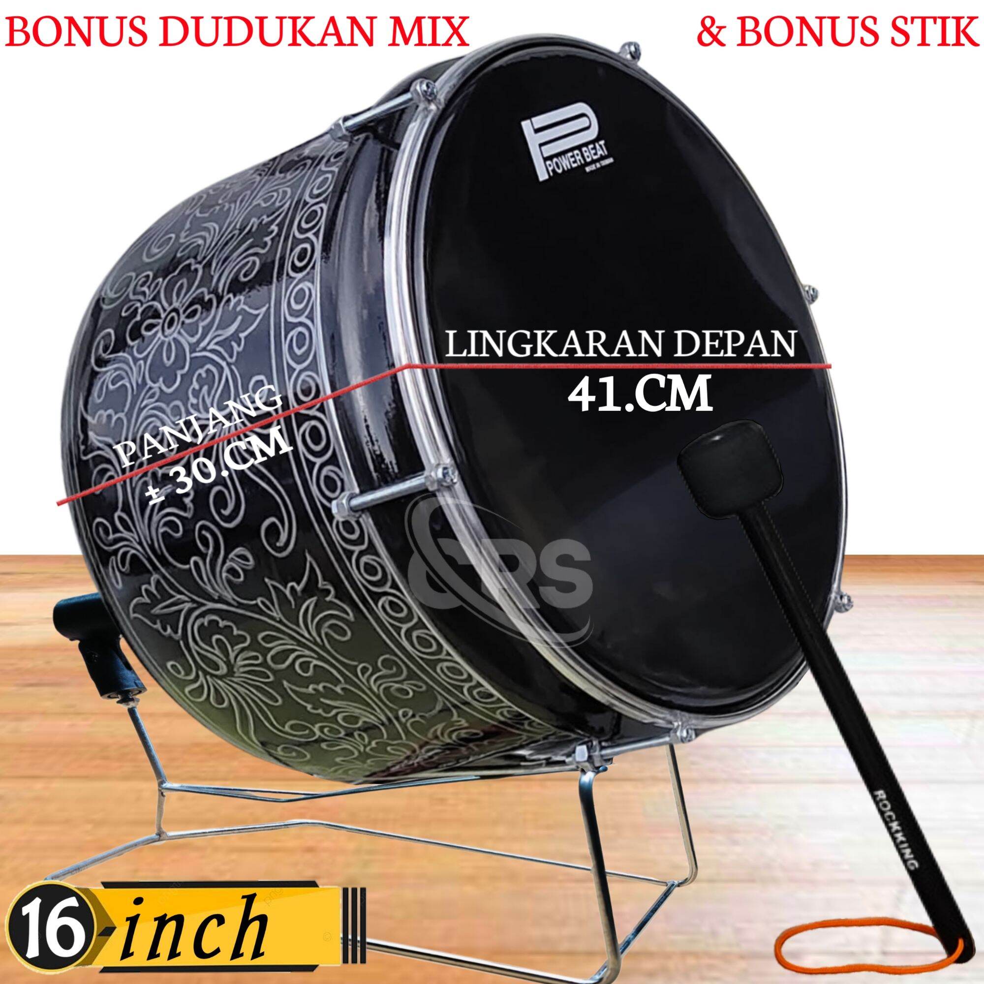 Bas Hadroh Hitam Silver 12 14 16 18 inch Mika Hitam